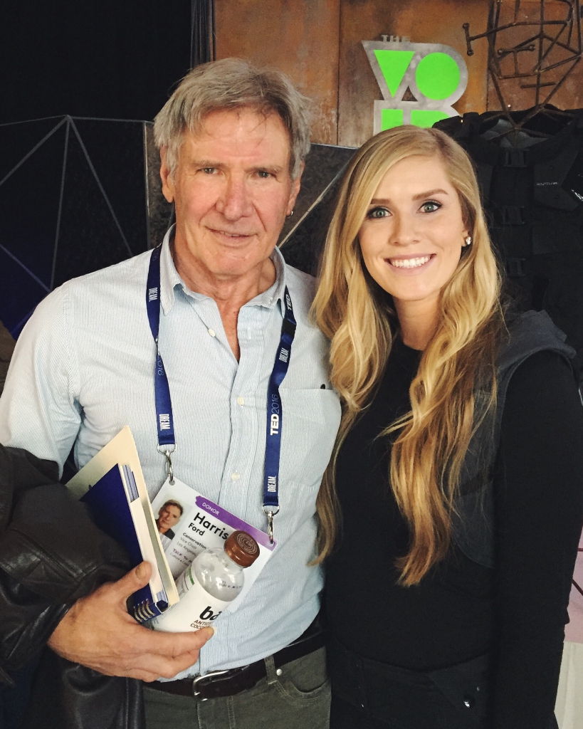 Mikelle Cox with Harrison Ford at TED2016